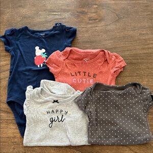 Carter's Navy, Coral, Gray and Brown Baby One-Piece Bodysuits - 4 Pack